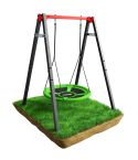 Leagăn de grădină cu cadru tip cuib și design Stork, amplasat pe iarbă verde