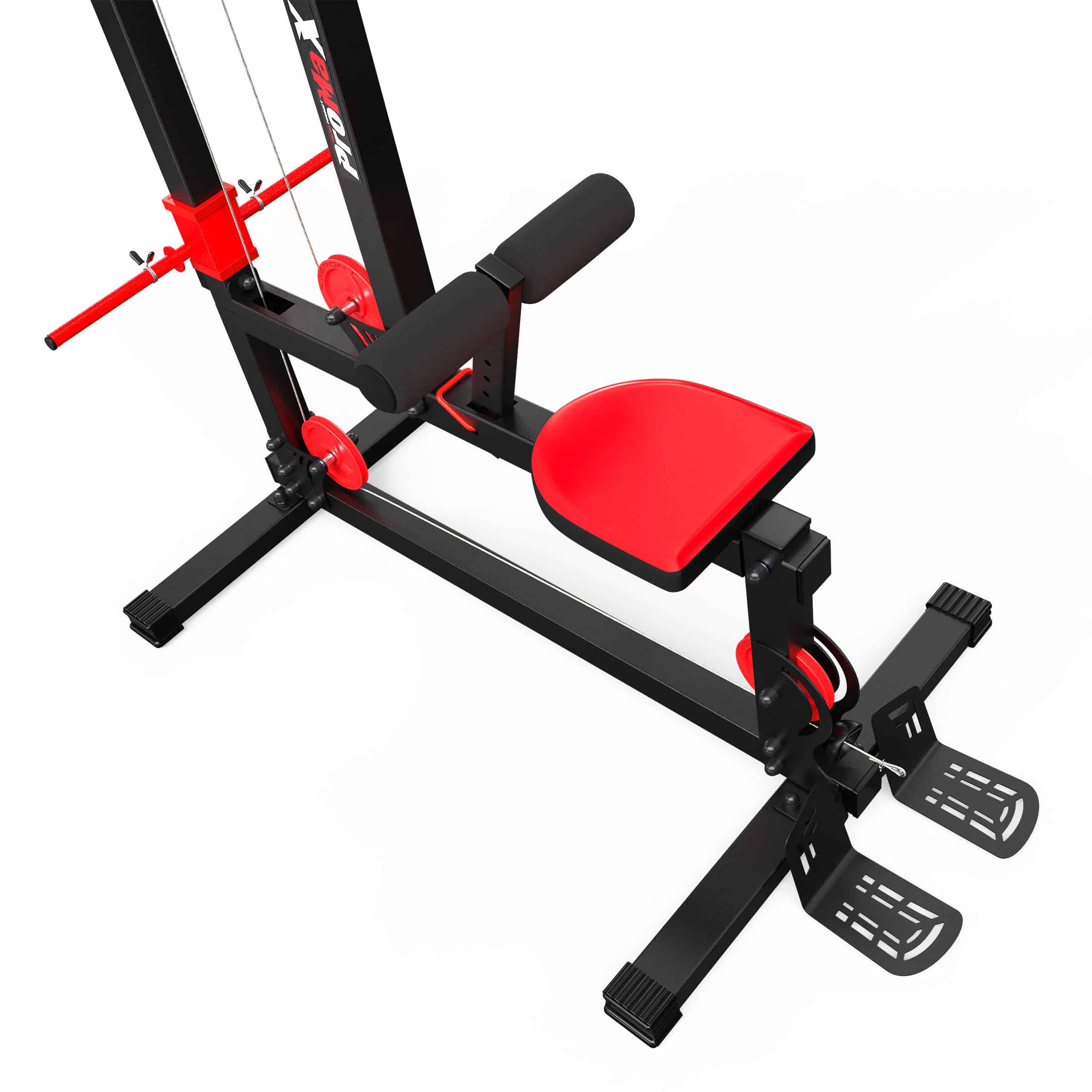 Scaun căptușit și suport pentru picioare al aparatului Lat Pull Down