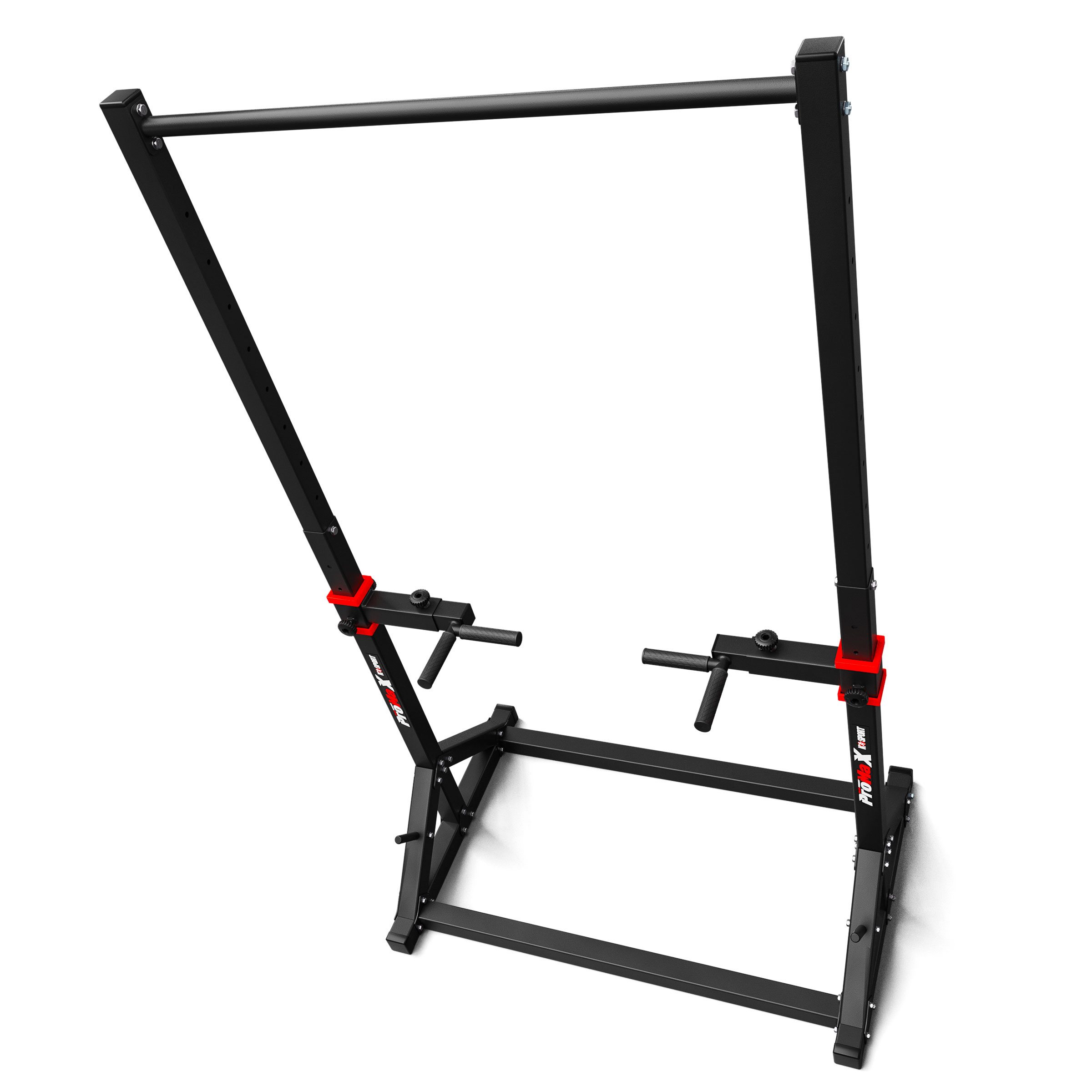 Imagine din perspectivă superioară a barei K-Sport pentru tracțiuni și flotări, structură compactă din oțel.