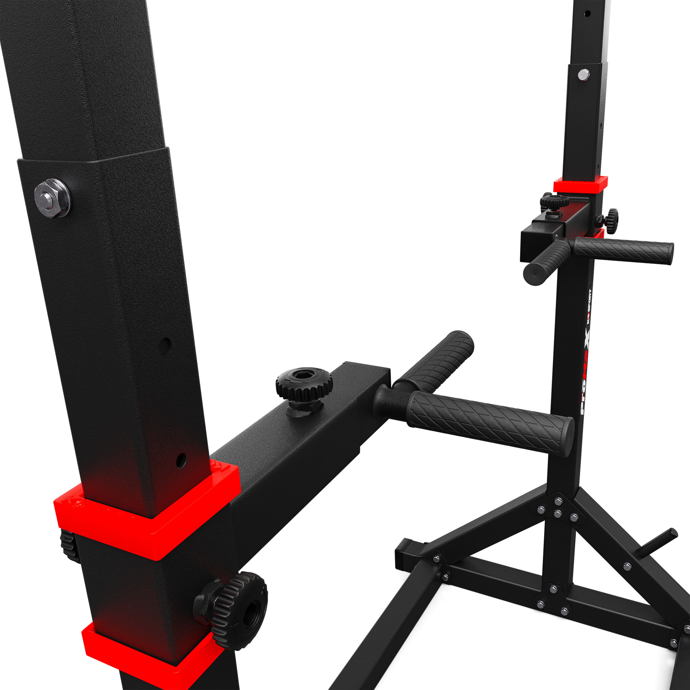 Prim-plan al sistemului de reglare și al mânerelor cauciucate ale barei de flotări K-Sport.