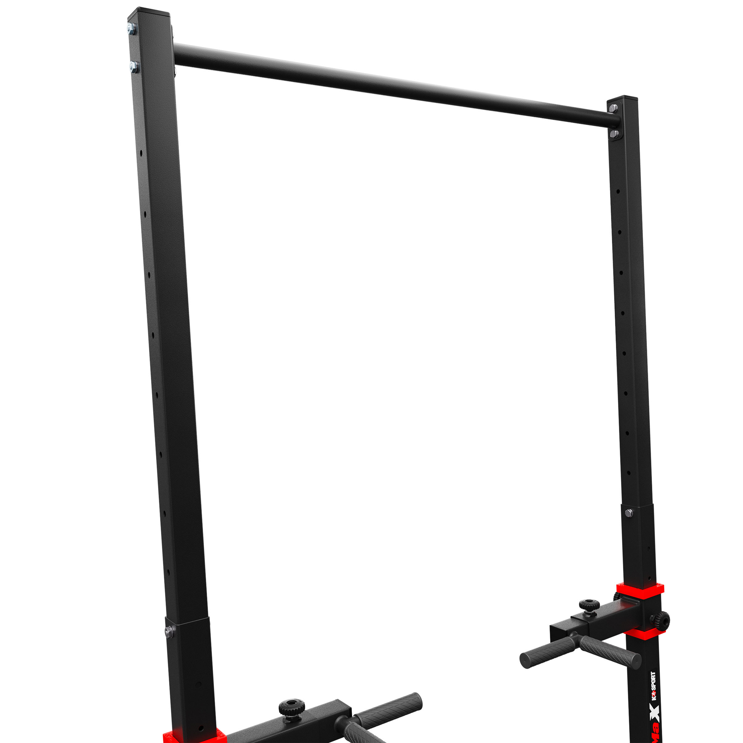 Detaliu al barei superioare pentru tracțiuni K-Sport, cu orificii de ajustare a înălțimii.