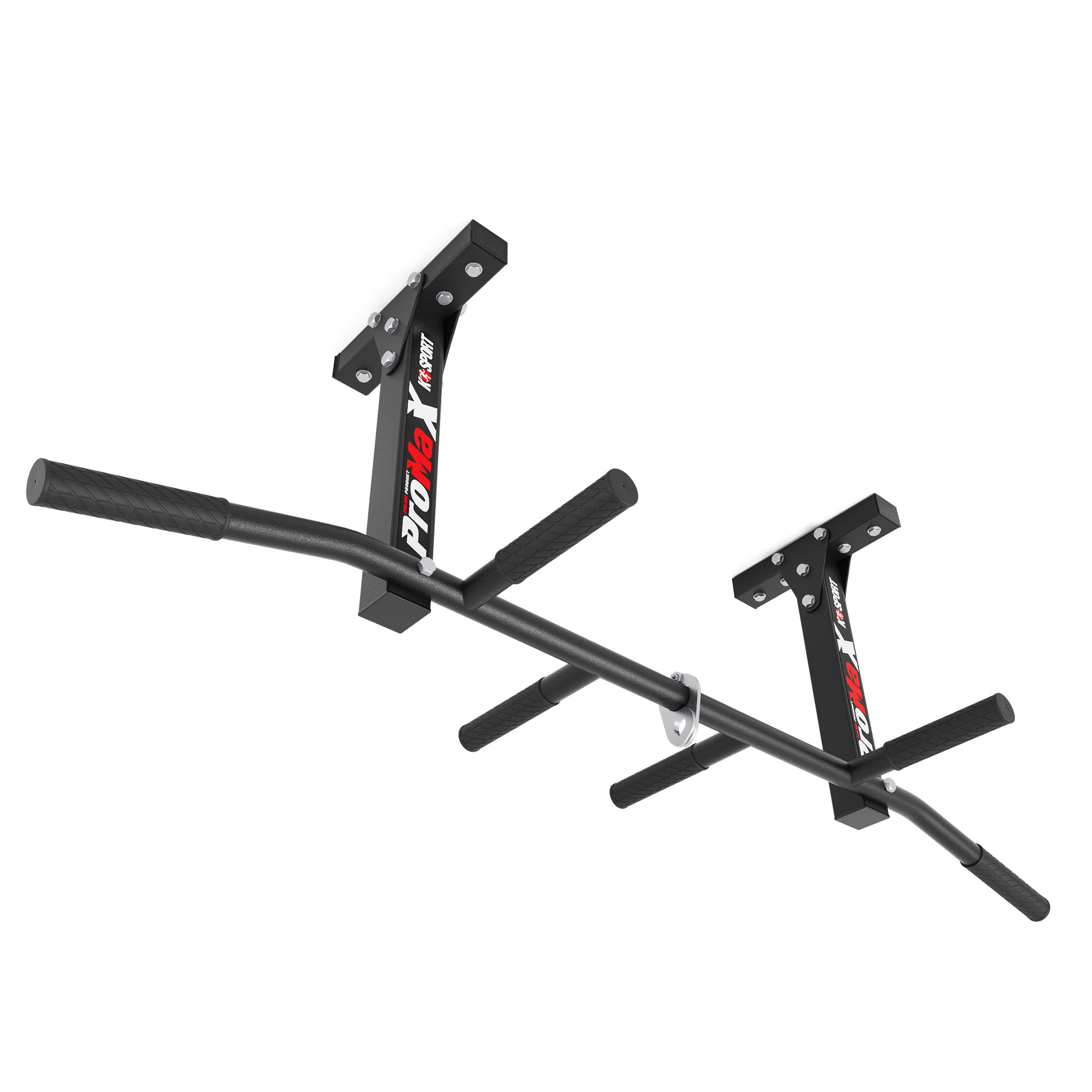 Bară de tracțiuni K-Sport montată pe tavan, din oțel rezistent, cu mânere multiple pentru exerciții de forță.