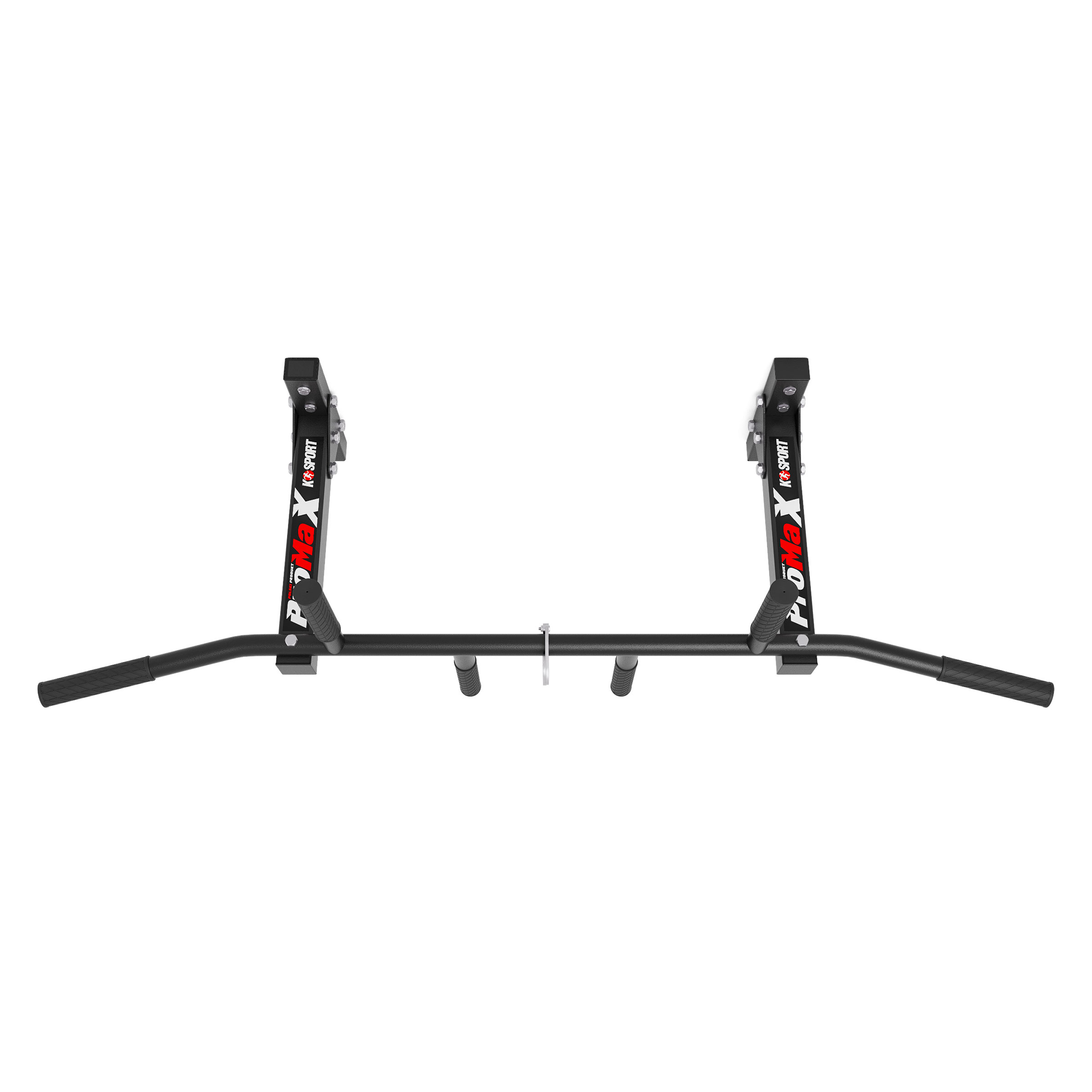 Bară de tracțiuni pentru tavan K-Sport, vedere frontală cu prinderi pentru exerciții variate.