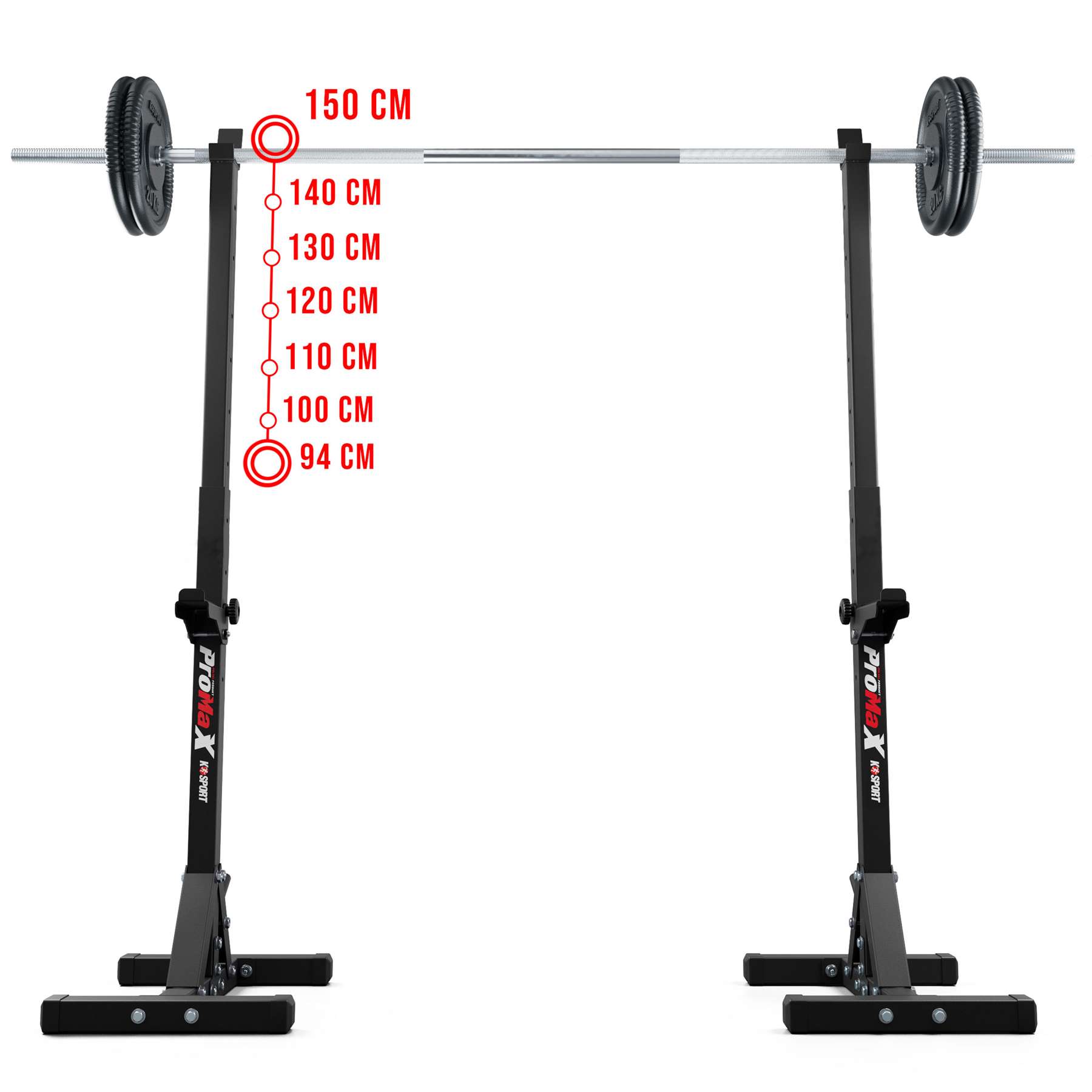 Rack Squat reglabil pe înălțime – 7 nivele de ajustare (94–150 cm)