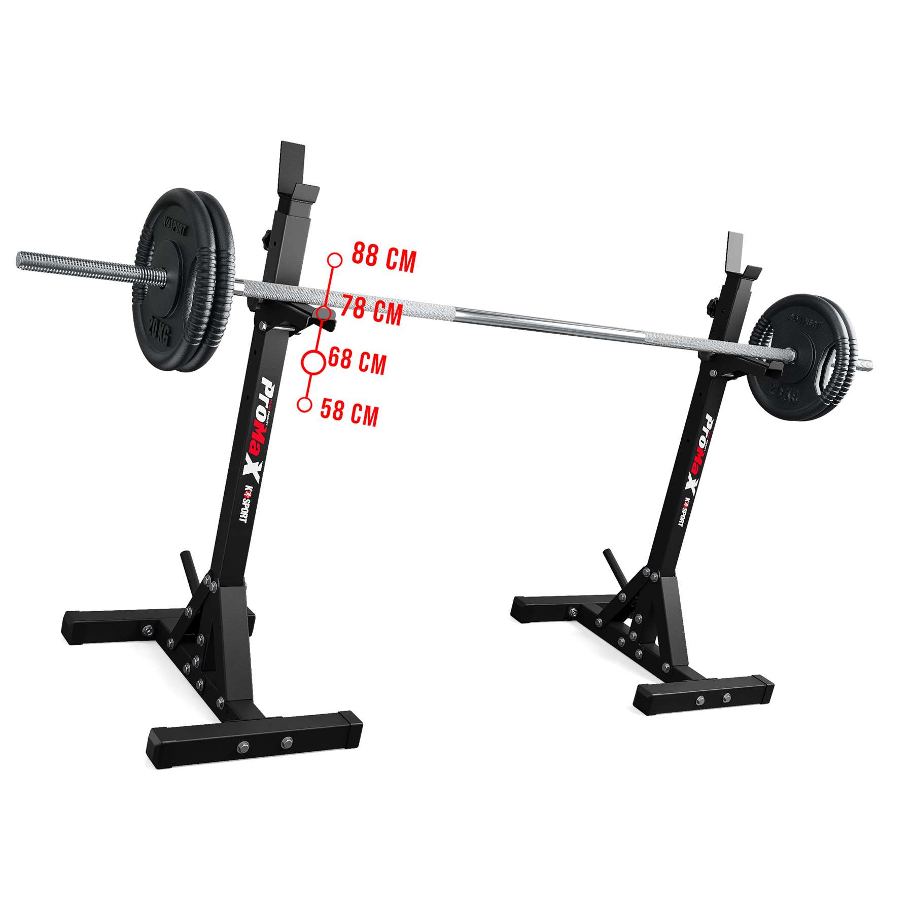 Rack Squat cu suporturi laterale pentru halteră – 4 poziții ajustabile