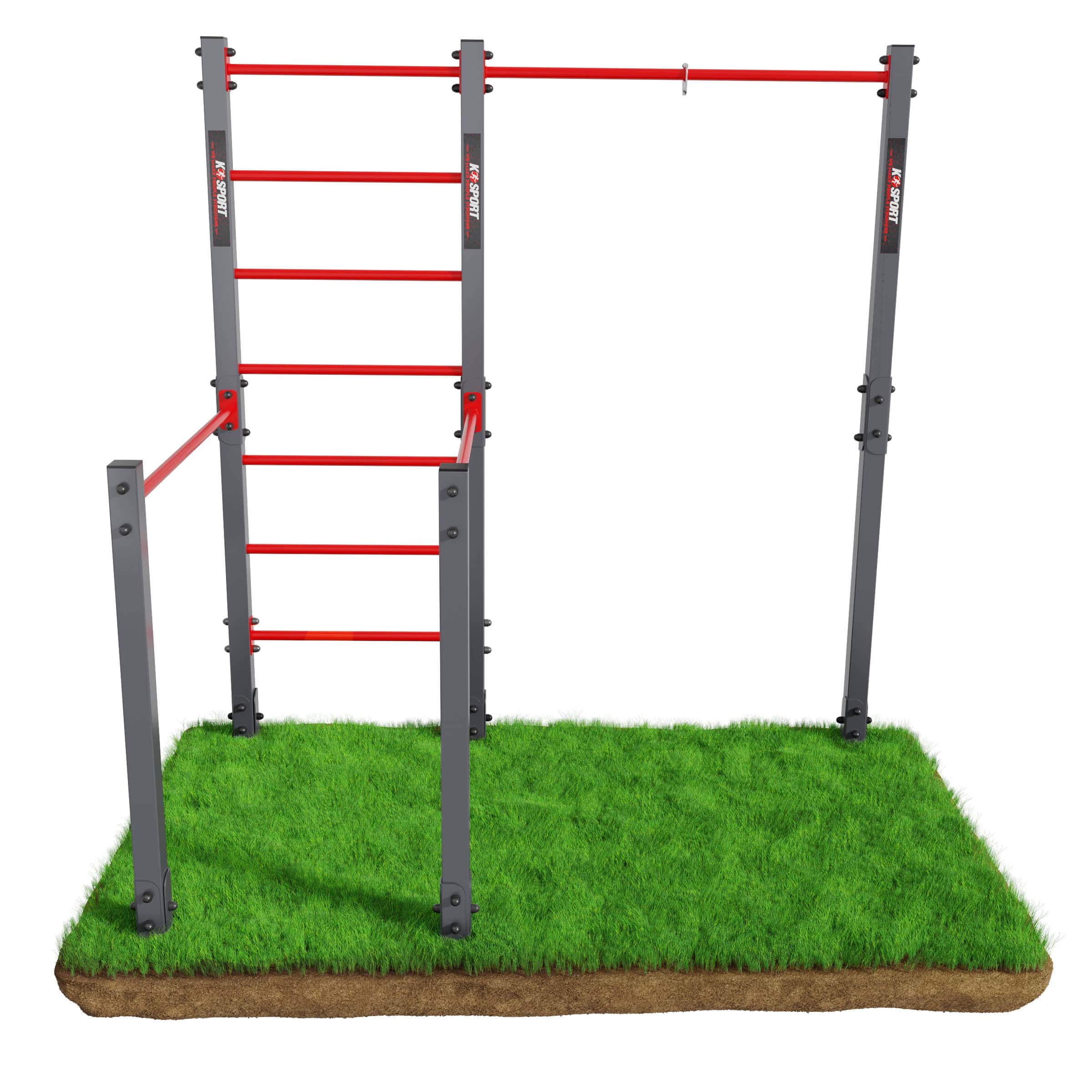 Stație de antrenament K-Sport cu spalier și paralele pentru exerciții de tracțiuni, flotări și calistenie.